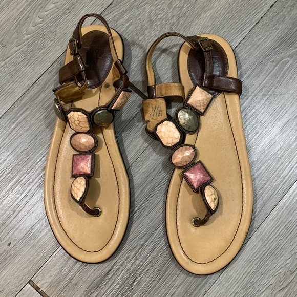 Frye Dani Jeweled T Strap Leather Thong Sandals           size 10 - Picture 1 of 10